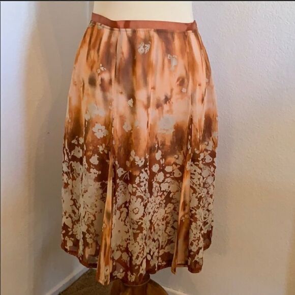 Ombre Floral Neutral Tone A Line Skirt Size 4 A16 - Picture 1 of 8